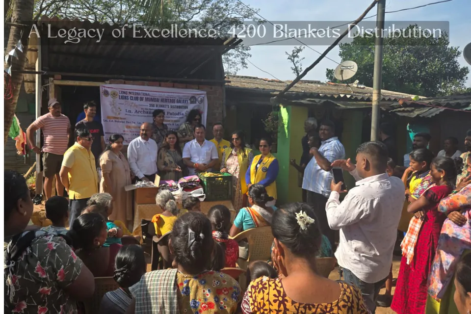 A Legacy of Excellence: 4200 Blankets Distribution. Lions volunteers and community members at a blanket distribution event.