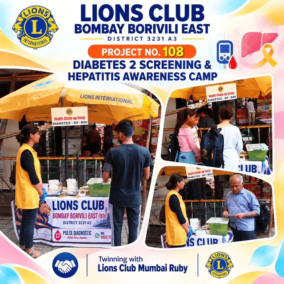 Project 108: Diabetes screening and hepatitis awareness camp